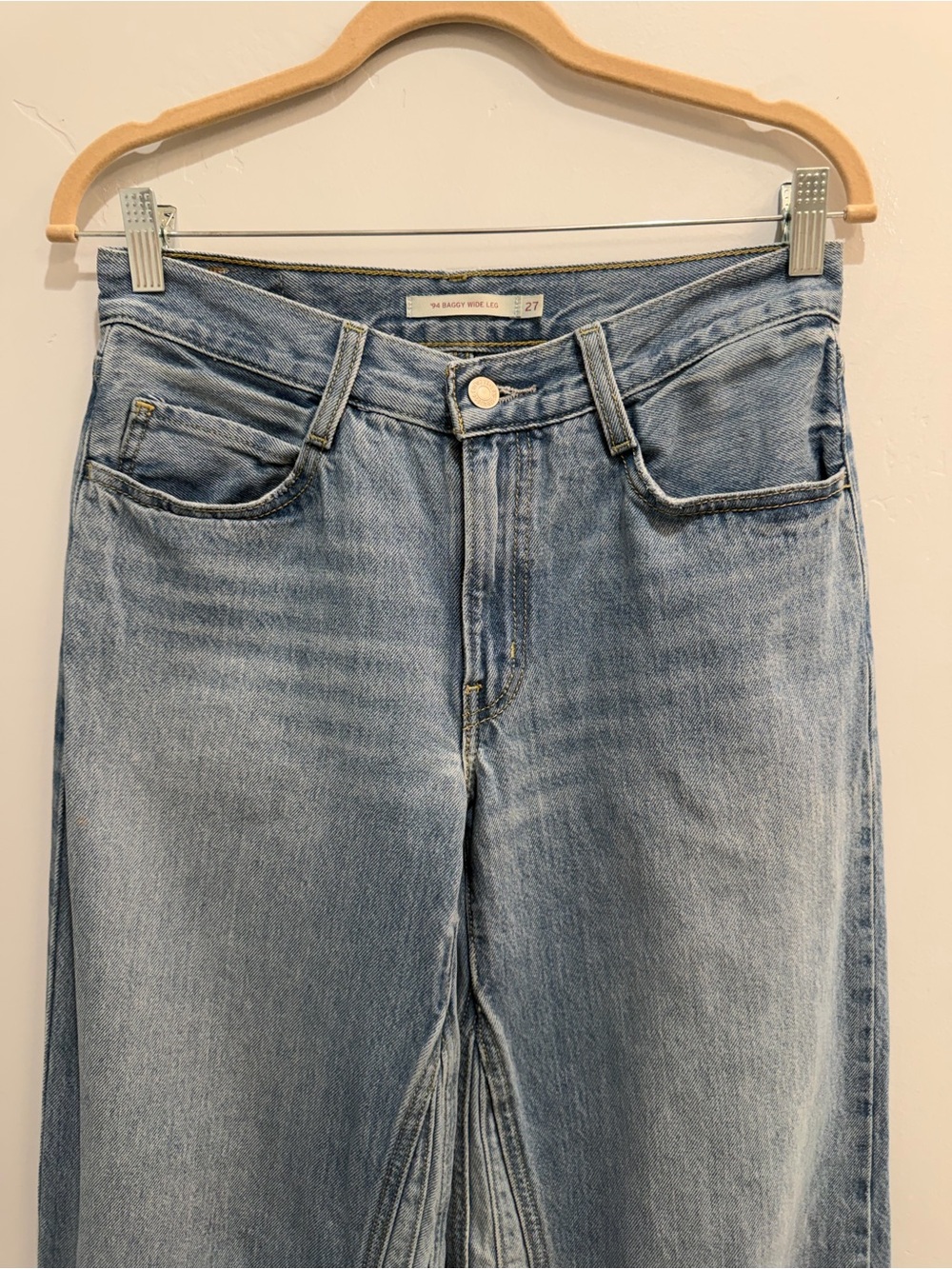 Levi's '94 Baggy Wide Leg High Waist Jeans in "Charlie Boy" Light Wash 90s Sz 27 - Picture 5 of 12